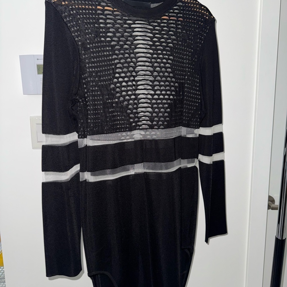 Alexander Wang Black and Gray Textured Top